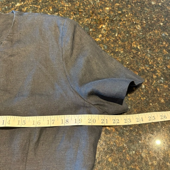 Simons Vintage Contemoraine Black Midi 100% Linen Dress Size 12 Double Buttons - Picture 11 of 12